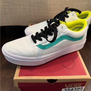 Vans White and Green Sneakers